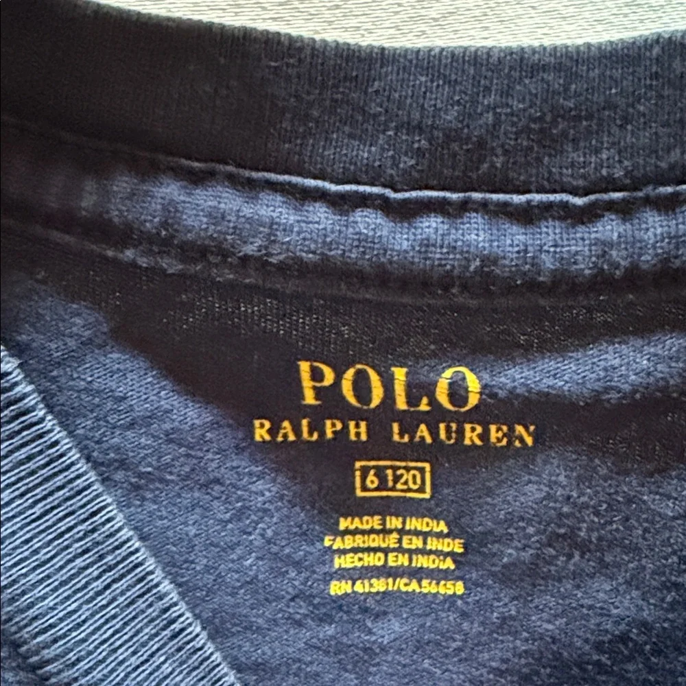Polo by‎ Ralph Lauren Navy Crew Neck Tee with Red Pony Embroidery